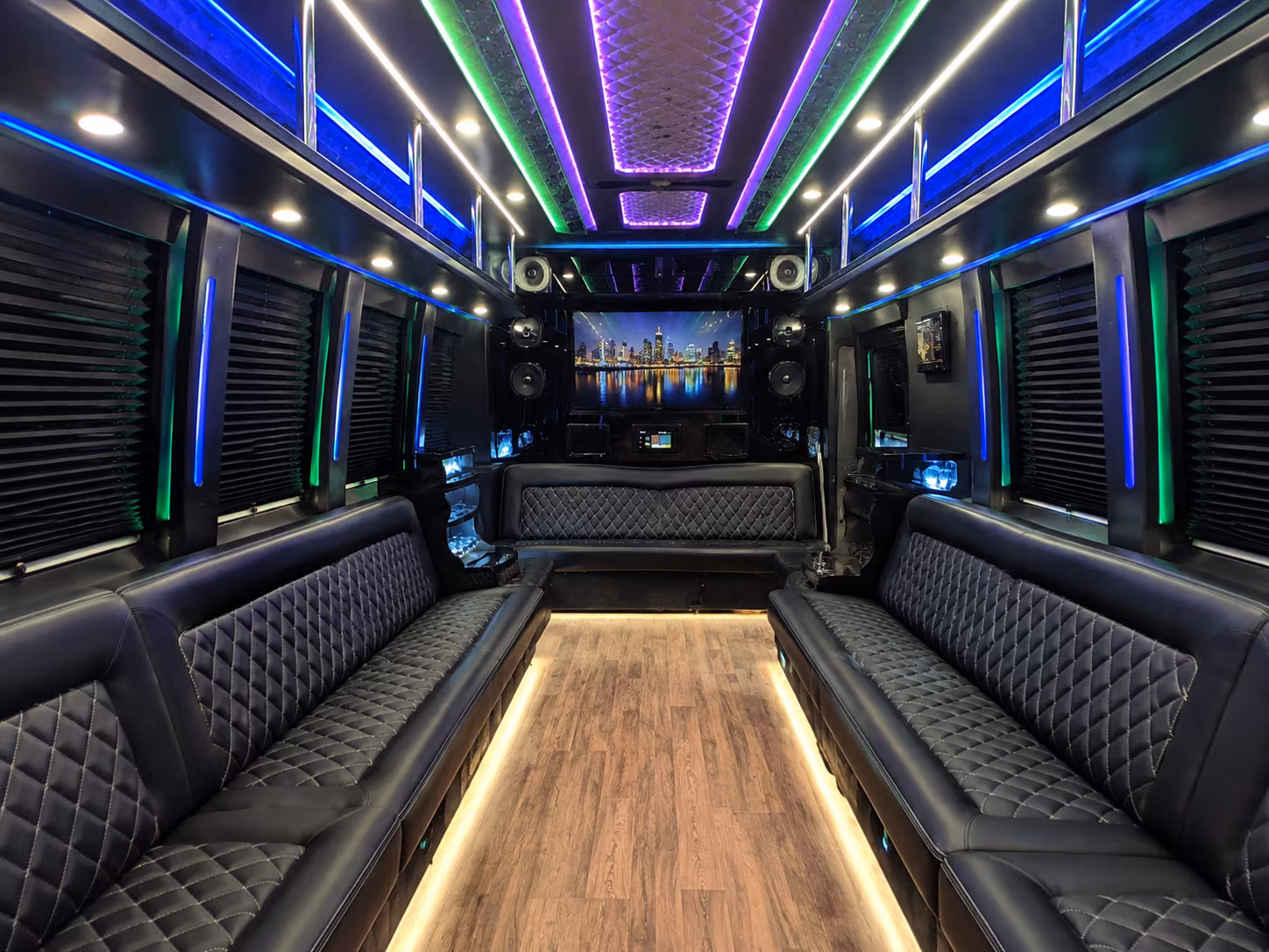 pasadena 25 passenger party bus interior