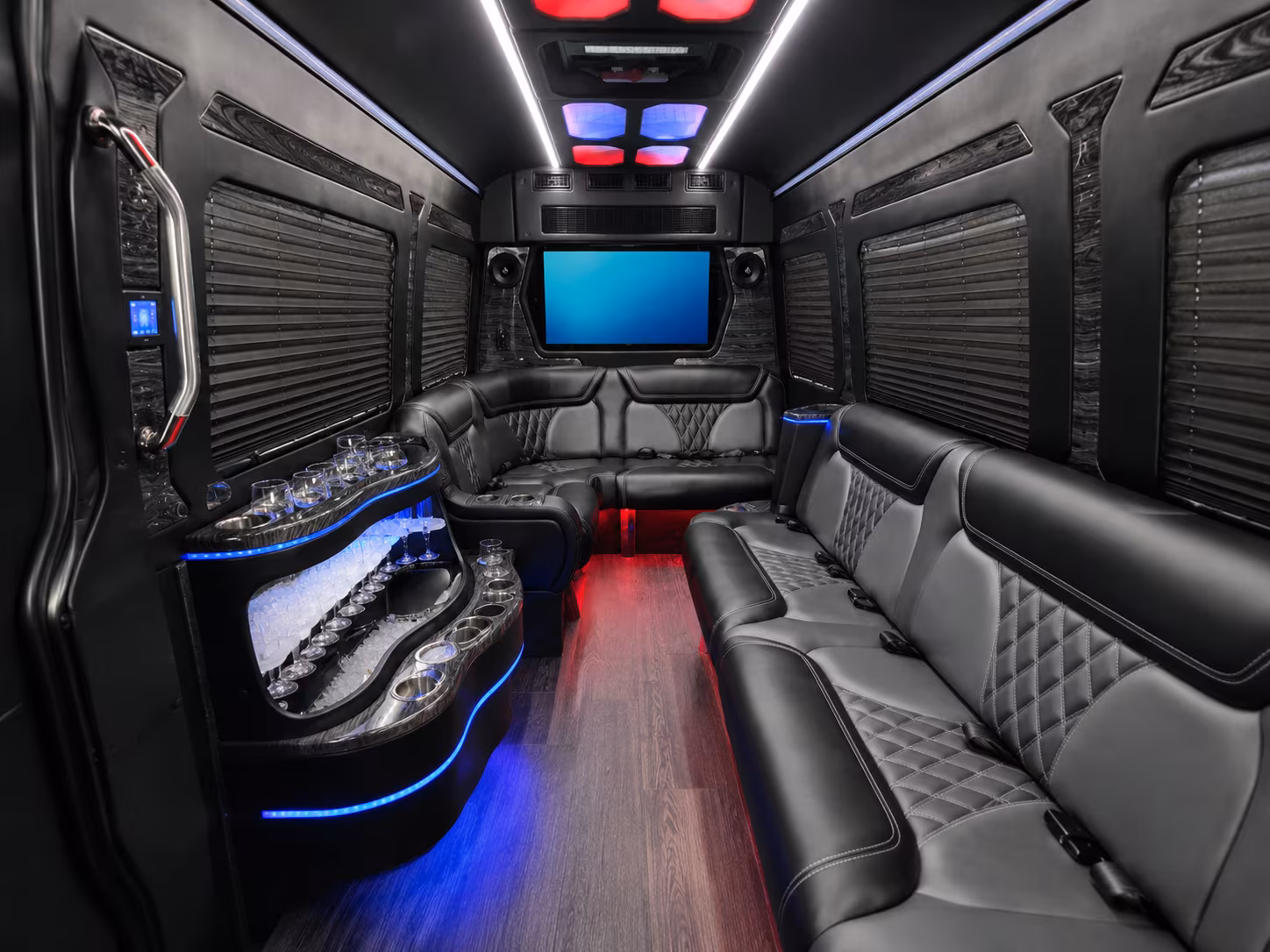 pasadena 30 passenger party bus inside
