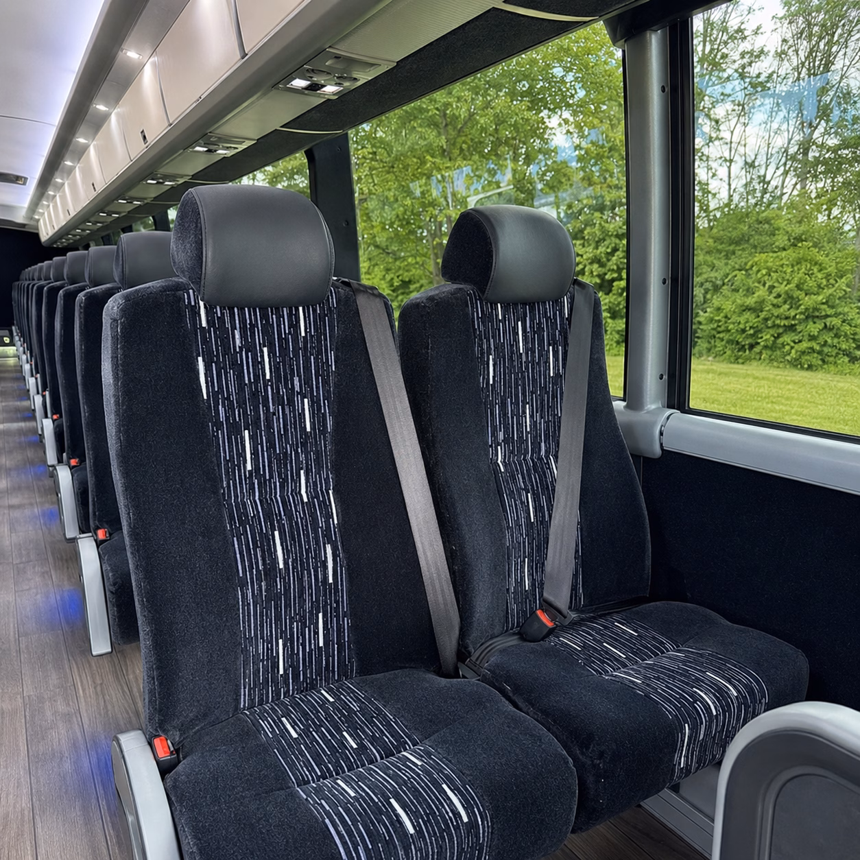 pasadena charter bus rental interior