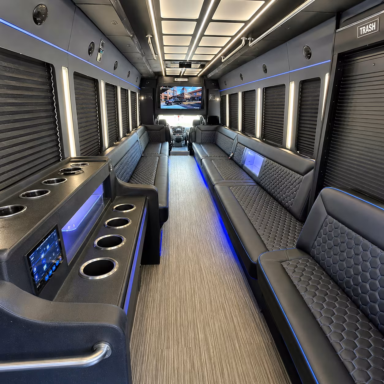 pasadena party bus rental interior